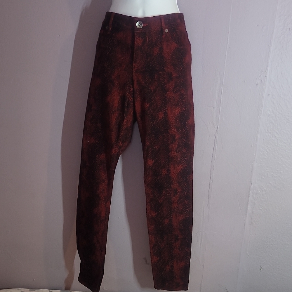 Express Burgundy and Black Patterned Pants